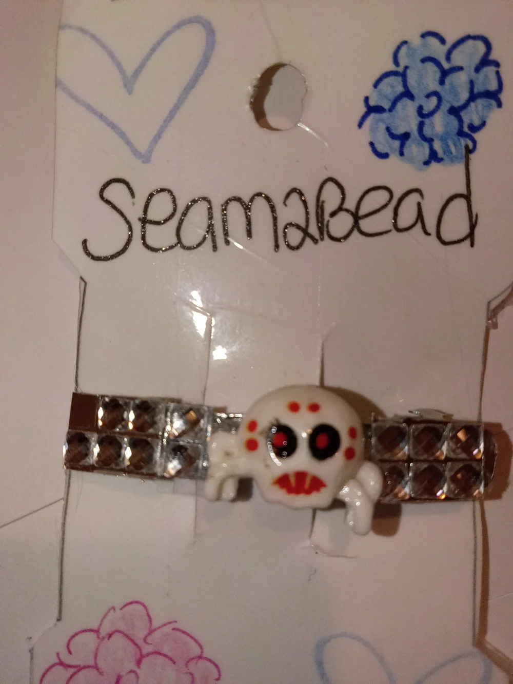 Kids White Skull Barrett with Silver Accents